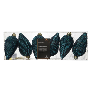 Decoris Dennenappel kerst ornament | Decoris | 6 stuks (Emerald) 28745 K151001702 - 2