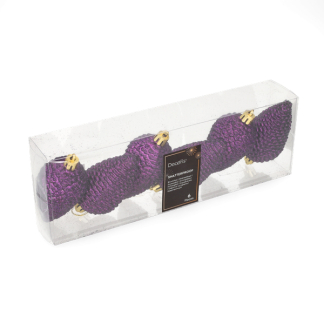 Decoris Dennenappel kerst ornament | Decoris | 6 stuks (Paars) 22857 K151000919 - 3