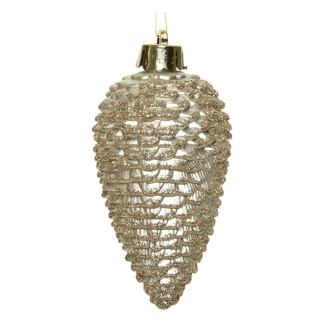 Decoris Dennenappel kerst ornament | Decoris | 6 stuks (Parel) 28602 K151001701