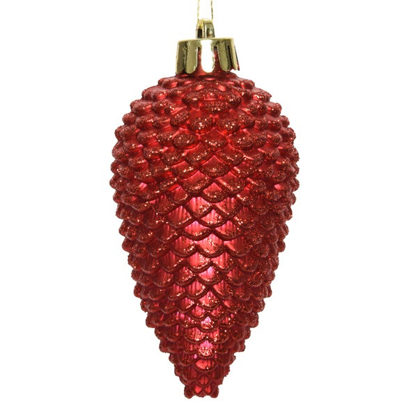 Decoris Dennenappel kerst ornament | Decoris | 6 stuks (Rood) 028572 K151000418 - 2