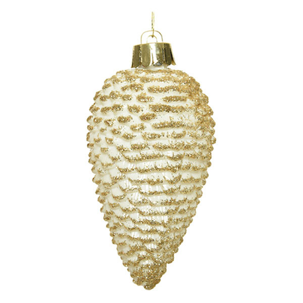 Decoris Dennenappel kerst ornament | Decoris | 6 stuks (Wit) 28594 K151000733 - 2