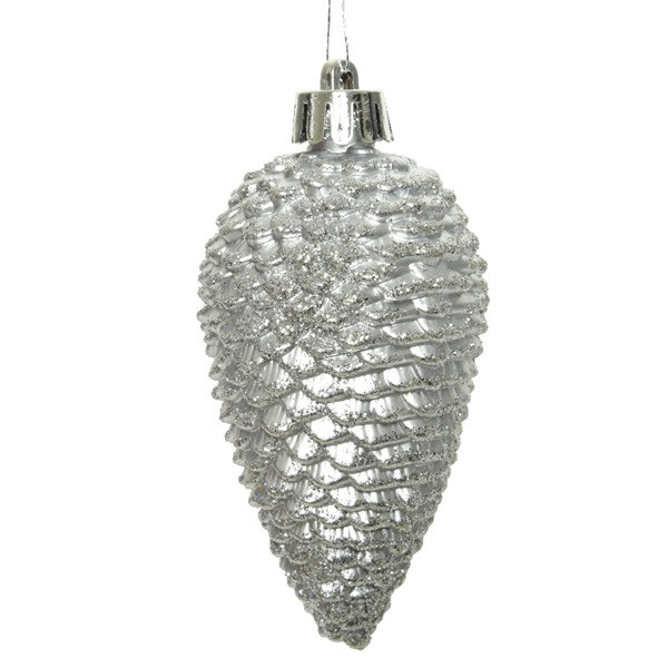 Decoris Dennenappel kerst ornament | Decoris | 6 stuks (Zilver) 028571 K151000429 - 2