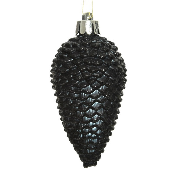 Decoris Dennenappel kerst ornament | Decoris | 6 stuks (Zwart) 028633 K151000473 - 2