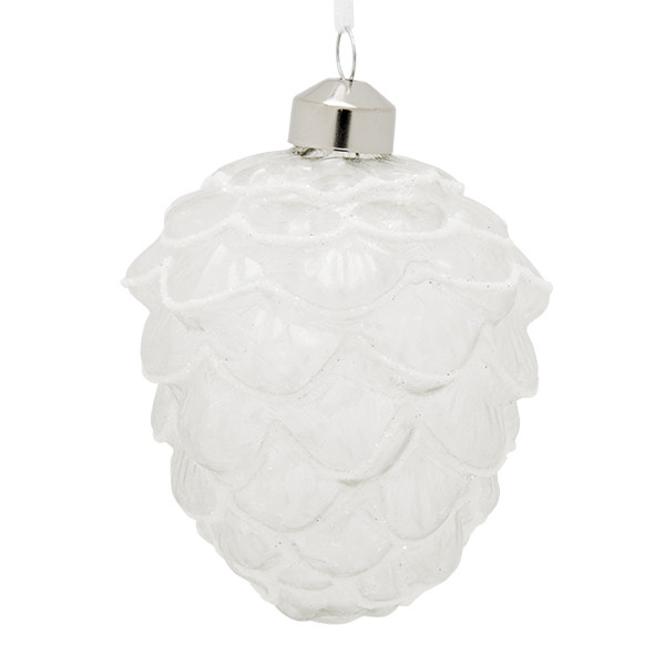 Decoris Dennenappel kerst ornament | Decoris (Glas, Wit) 125210 K150304033 - 1