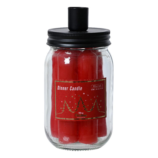 Decoris Dinerkaars in pot | Decoris | Paraffine (4 stuks, 3 branduren, Rood) 740995 K150303174 - 1