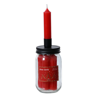 Decoris Dinerkaars in pot | Decoris | Paraffine (4 stuks, 3 branduren, Rood) 740995 K150303174 - 2