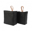 Decoris Hangende opbergmand | Decoris | 31 en 48 centimeter | 2 stuks (Zeegras, Leer, Binnen, Zwart) 801618 K170116224 Decoris Hangende opbergmand | Decoris | 31 en 48 centimeter | 2 stuks (Zeegras, Leer, Binnen, Zwart) 801618 K170116224