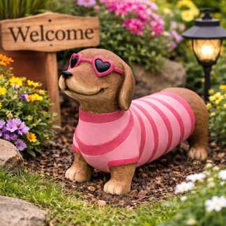 Decoris Honden beeld | Decoris | 40 cm (Met zonnebril en shirt, Magnesium) 891598 K170105711 - 2