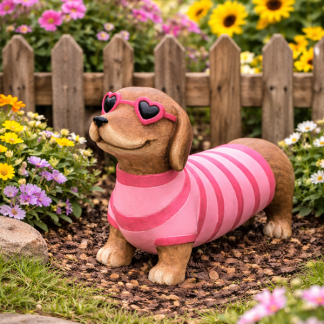 Decoris Honden beeld | Decoris | 40 cm (Met zonnebril en shirt, Magnesium) 891598 K170105711 - 3