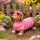 Decoris Honden beeld | Decoris | 40 cm (Met zonnebril en shirt, Magnesium) 891598 K170105711 - 3