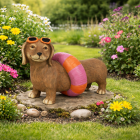 Decoris Honden beeld | Decoris | 45 cm (Met zonnebril en zwemband, Magnesium) 891597 K170105710 - 2