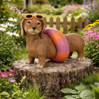 Decoris Honden beeld | Decoris | 45 cm (Met zonnebril en zwemband, Magnesium) 891597 K170105710 - 3