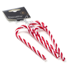 Decoris Kerst ornament | Decoris | 0.55 x 3.5 x 12.2 cm (Zuurstok, Set van 4 stuks, Rood/wit) 28915 K151000703 - 3