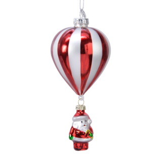 Decoris Kerst ornament | Decoris | 15 x Ø 7 cm (Parachute, Glas, Wit/Rood) 125655 K151000614 - 2