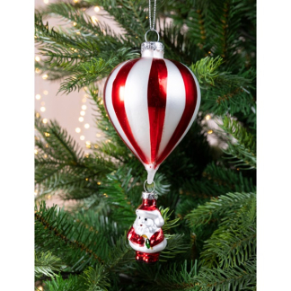 Decoris Kerst ornament | Decoris | 15 x Ø 7 cm (Parachute, Glas, Wit/Rood) 125655 K151000614 - 3