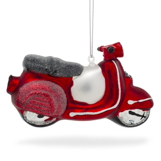 Decoris Kerst ornament | Decoris | 4.5 x 11.5 x 7 cm (Scooter, Glas, Rood, Glitter) 120445 K151000704 - 2