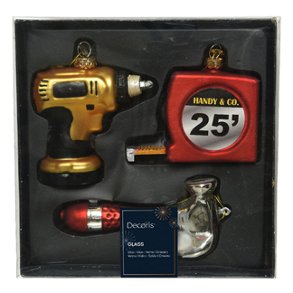 Decoris Kerst ornament | Decoris | Gereedschap (Glas, Set van 3 stuks) 120785 K151000706 - 6