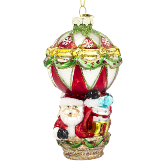 Decoris Kerst ornament | Luchtballon | 13 x Ø 5.5 cm (Wit/Groen/Rood) 120281 K151000613 - 1