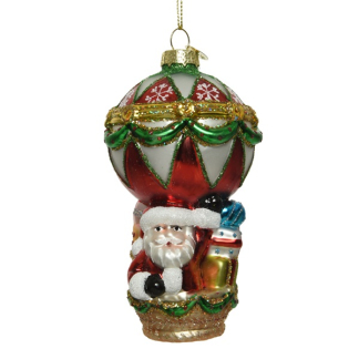 Decoris Kerst ornament | Luchtballon | 13 x Ø 5.5 cm (Wit/Groen/Rood) 120281 K151000613 - 2