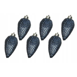 Decoris Kerst ornamenten | Dennenappels | 6 stuks (Blauw) 028607 K151000451 - 3