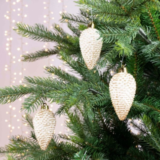 Decoris Kerst ornamenten | Dennenappels | 6 stuks (Wit) 28594 K151000733 - 3