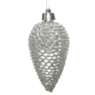 Decoris Kerst ornamenten | Dennenappels | 6 stuks (Zilver) 028571 K151000429 - 