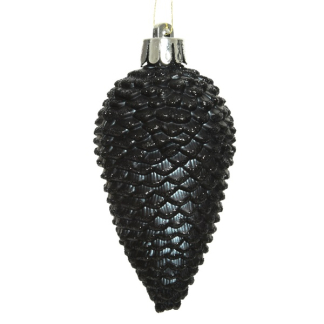Decoris Kerst ornamenten | Dennenappels | 6 stuks (Zwart) 028633 K151000473 - 2