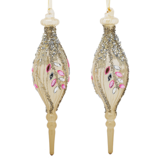 Decoris Kerst ornamenten | IJspegel | 2 stuks (23 cm, Glas) 070041 K150304037 - 2