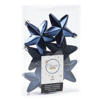 Decoris Kerst ornamenten | Sterren | 6 stuks (Blauw) 027920 K151000450 - 1