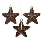 Decoris Kerst ornamenten | Sterren | 6 stuks (Bruin) 027905 K151000461 - 2