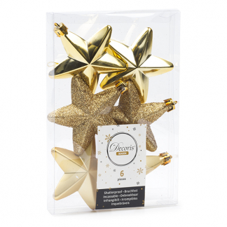 Decoris Kerst ornamenten | Sterren | 6 stuks (Goud) 027860 K151000406 - 1