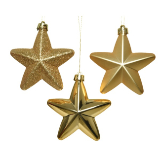 Decoris Kerst ornamenten | Sterren | 6 stuks (Goud) 027860 K151000406 - 