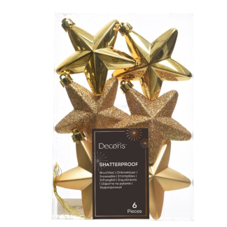 Decoris Kerst ornamenten | Sterren | 6 stuks (Goud) 027860 K151000406 - 