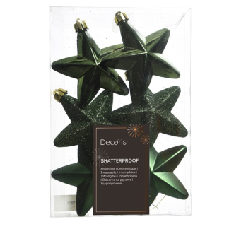 Decoris Kerst ornamenten | Sterren | 6 stuks (Groen) 27921 K151000493 - 