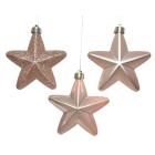 Decoris Kerst ornamenten | Sterren | 6 stuks (Roze) 027873 K151000439 - 2