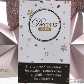 Decoris Kerst ornamenten | Sterren | 6 stuks (Roze) 027873 K151000439 - 