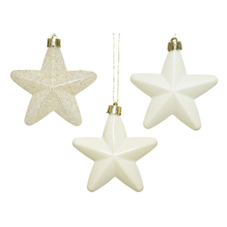 Decoris Kerst ornamenten | Sterren | 6 stuks (Wit) 27867 K151000732 - 2