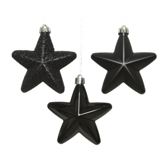 Decoris Kerst ornamenten | Sterren | 6 stuks (Zwart) 027951 K151000472 - 