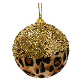 Decoris Kerstbal | Decoris | Ø 8 cm (Panterprint, Goud) 26248 K151001679