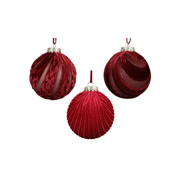 Decoris Kerstbal | Decoris (Velvet, Rood) 24873 K151000926 - 1