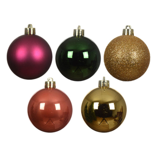 Decoris Kerstballen| Decoris | Ø 6 cm | 30 stuks  (Groen/oranje/goud/roze/donkergoud) 21412 K151000721 - 2