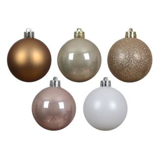 Decoris Kerstballen| Decoris | Ø 6 cm | 30 stuks  (Wit/goud/roze/koper) 21415 K151000723 - 2
