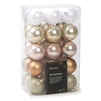 Decoris Kerstballen| Decoris | Ø 6 cm | 30 stuks  (Wit/goud/roze/koper) 21415 K151000723 - 1