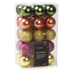 Kerstballen| Decoris | 30 stuks  (Groen/oranje/goud/roze/donkergoud)