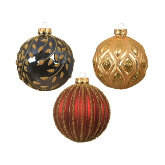 Decoris Kerstballen | Ø 10 cm | 12 stuks (Blauw/Goud/Rood) 62618 K151000616 - 