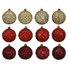 Decoris Kerstballen | Ø 10 cm | 12 stuks (Goud/Rood/Donkerrood) 68523 K151000610 - 6