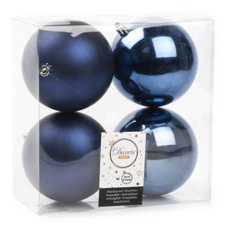 Decoris Kerstballen | Ø 10 cm | 4 stuks (Blauw) 022186 K151000447 - 