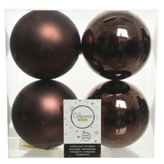 Decoris Kerstballen | Ø 10 cm | 4 stuks (Bruin) 022207 K151000458 - 