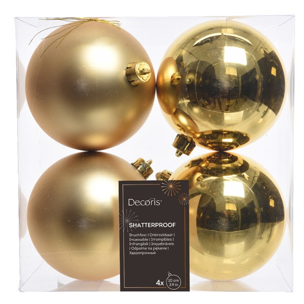 Decoris Kerstballen | Ø 10 cm | 4 stuks (Goud) 022165 K151000403 - 
