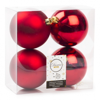 Decoris Kerstballen | Ø 10 cm | 4 stuks (Rood) 022167 K151000414 - 